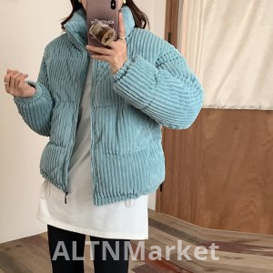 Корея шикарный осень и зима по возрасту розовый явный труба создается кожа белый мандарин воротник яма статья дизайн свободный Fit вельвет хлопок Padded куртка короткое пальто для женщин