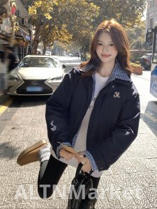 Faux Two-Piece Coat for Women 2025 Year New Style Winter Turn-Down Collar Loose Fit Han Series Wear Take Superior Sense Cotton Clothing Coat