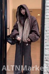 Double-sided Wear Korean Style Seat Mountain Carving Cotton Padded Jacket Female Short Autumn and Winter Loose Fit Cold Resistant Thickened Warm Thick Jacket Short Jacket