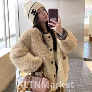 Ленивый ветер Экологически чистая шерсть ягненка пальто женщины осень короткий стиль свободный Fit утолщенный мех один случайный по возрасту топ