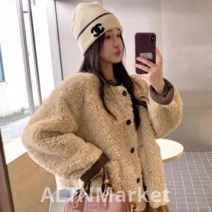 Ленивый ветер Экологически чистая шерсть ягненка пальто женщины осень короткий стиль свободный Fit утолщенный мех один случайный по возрасту топ