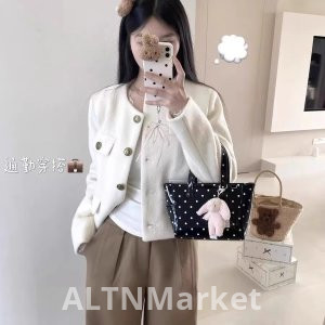 Богатая семья Золото Белый Шанель Стиль Шерстяное пальто 2025 Осень и зима Petite Высшее чувство Свободный Fit Универсальный Топ