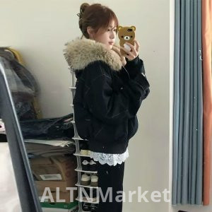 Страна Модные Флис с подкладкой и утолщенной пальто женские короткие 2025 зима Новый стиль Свободный Fit Мода Универсальный Casual Паркер Одежда Западный стиль