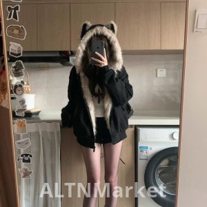 Страна Модный cleanfit сиденье горы резьба кошачье ухо гигантский хороший пальто для женщин 2025 осень и зима новый стиль дизайн чувство утолщенный хлопок мягкая куртка