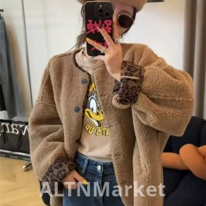 Леопардовый принт подкладка шерсть ягненка пальто для женщин EUROPEAN GRAND PRIX 2025 осень новый стиль европейские товары женщины мех один топ модные