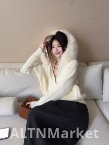 реальное фото Овцы Бархат Вязать Свитер Молния Кардиган Пальто База Рубашка Женщины Осень и Зима Меховой Воротник Теплый Свитер Топ