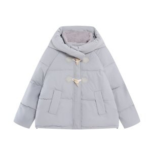 реальное фото Сонный Кролик Хуа Фу Решетка Съемный Колпачок Короткий Стиль Хлопок Padded Куртка Женщины Зима Три Защиты Утолщенный Малый Размер Хлопка Пальто