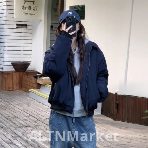 реальное фото Пара Американский Стиль Высокая Улица Винтаж Пилот Куртка Осень и Зима Сезон Padded Бейсбол Пальто Хлопок Одежда Женщины Модные