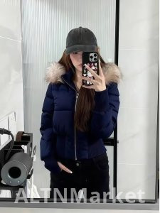 Сплошной Цвет Большой Меховой Воротник С Капюшоном Хлопчатобумажная Куртка Женская Короткая Зимняя Талия Сжимающая Утолщенный Теплый Хлопок Одежда Пальто Элегантность Длинный Рукав Топ