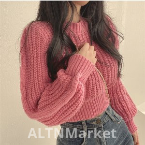 Хан серии ins весна и осень новый стиль ниши универсальный круглый вырез пуловер свитер женский талии зажимать Petite короткий стиль вязать топ