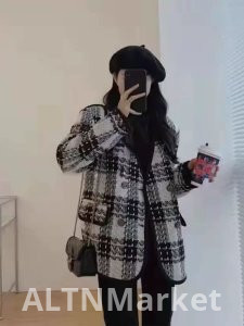 2025 Французский Стиль Романтический Новый Стиль Женщины Элегантность Стиль Шанель Верхнее Пальто Толстый Стиль Зима Ниша Полосы Решетка Топ
