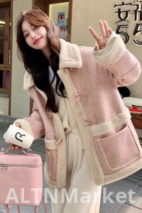 Розовый ягненок шерсть пальто для женщин зима 2025 новый стиль Высший смысл флис с подкладкой и утолщенный мех одно пальто хлопок мягкая куртка